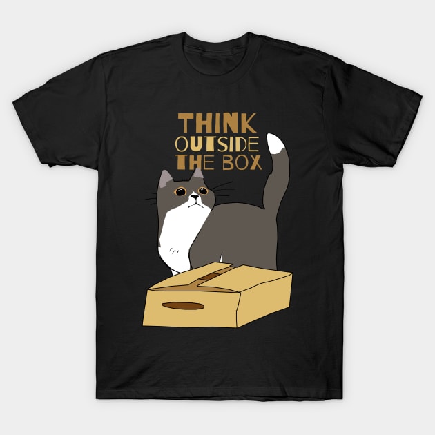 Chubby Cat and the Box T-Shirt by KewaleeTee